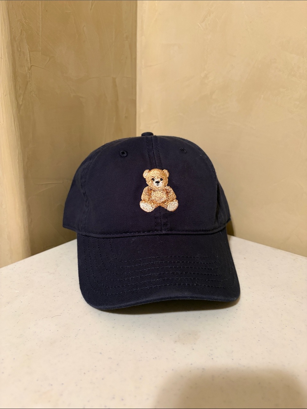 Mighty Fine Navy Baseball Cap with Embroidered Teddy